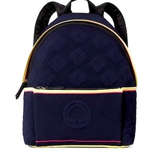 Large Kate Spade backpack sport knit Navy with pink and yellow details.